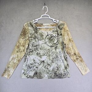 Christopher Banks Top Womens XL Fairy Floral Lace‎ Sleeve Paisley Boho Whimsical